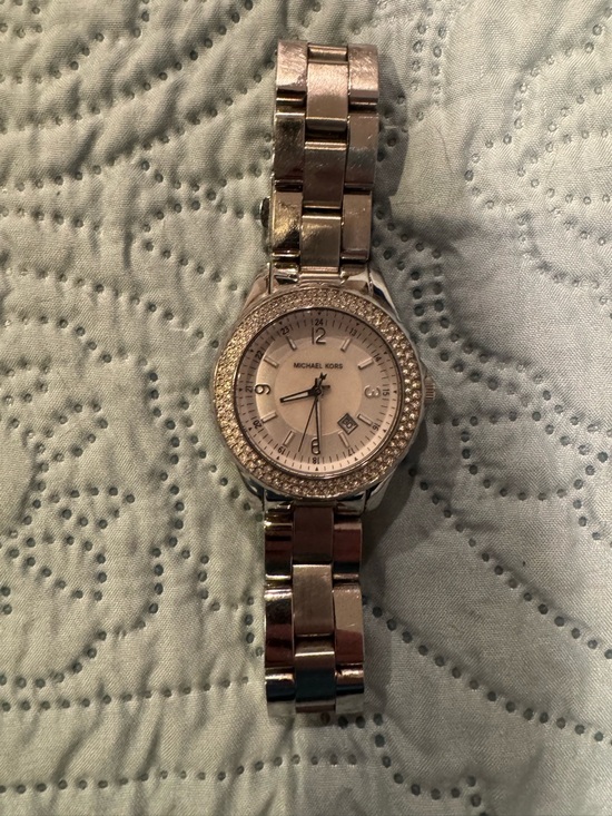 Michael Kors Accessories - Michael Kors Silver-Tone Crystal Bezel Watch